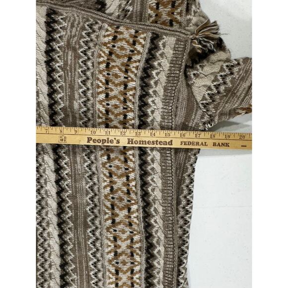 J Jill Cardigan Sweater Size Small Wool Alpaca Brown Neutrals Stripe Open Front - Picture 5 of 6